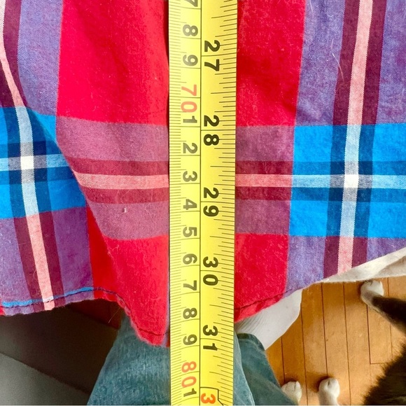 Gap Men’s Slim Fit Red and Blue Plaid Shirt XL - Picture 4 of 7